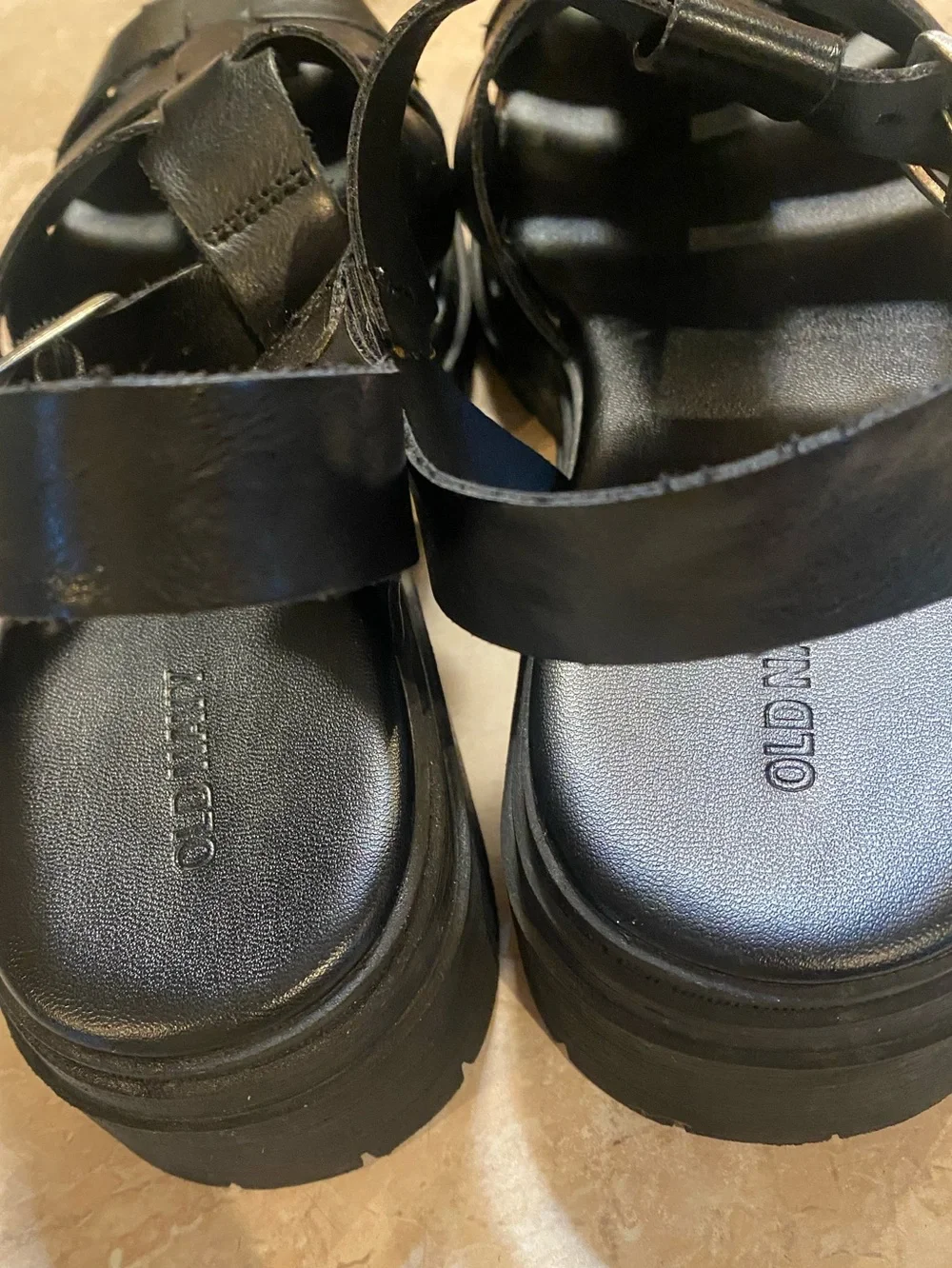 Old Navy Black Woven Slingback Sandals with Buckle